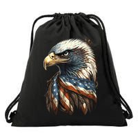 Patriotic Bald Eagle 4th Of July Usa American Flag Drawstring Bag
