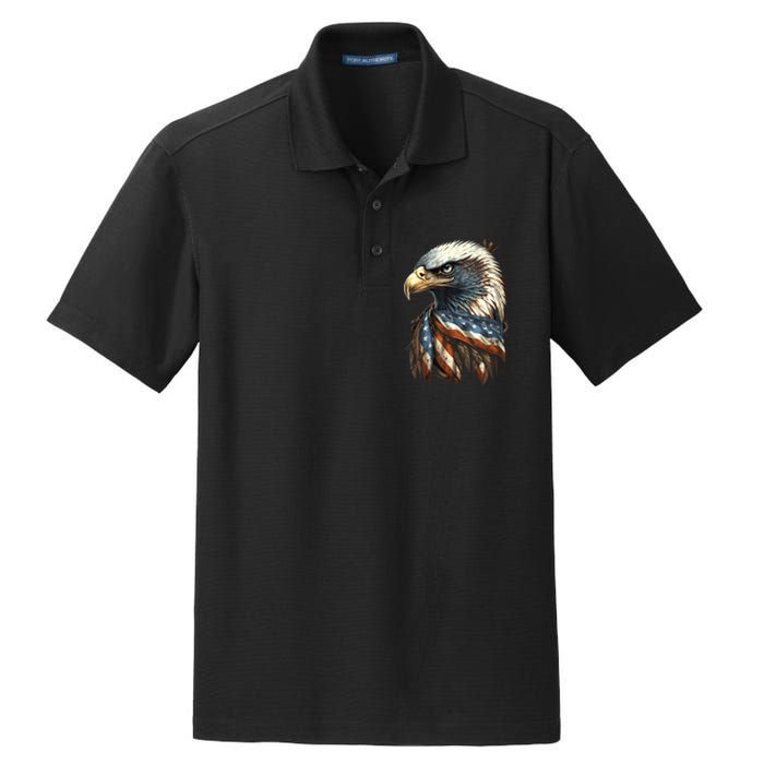 Patriotic Bald Eagle 4th Of July Usa American Flag Dry Zone Grid Polo