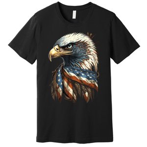 Patriotic Bald Eagle 4th Of July Usa American Flag Premium T-Shirt