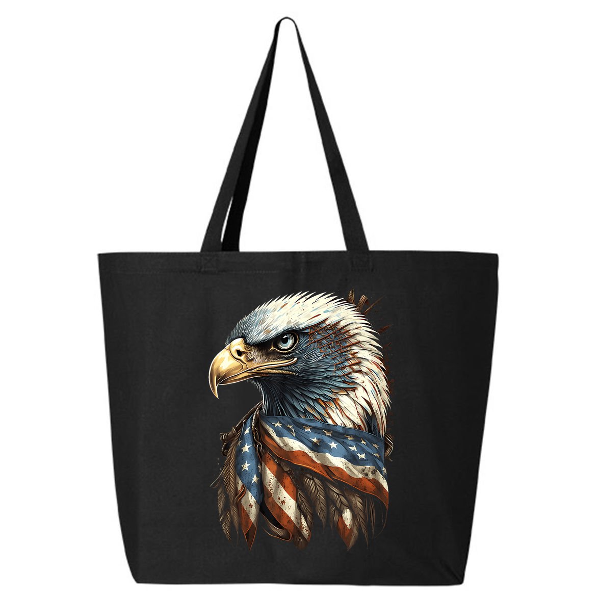 Patriotic Bald Eagle 4th Of July Usa American Flag 25L Jumbo Tote