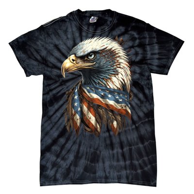 Patriotic Bald Eagle 4th Of July Usa American Flag Tie-Dye T-Shirt