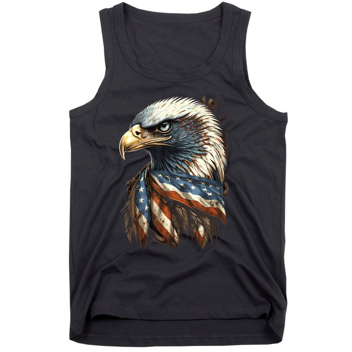 Patriotic Bald Eagle 4th Of July Usa American Flag Tank Top