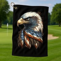 Patriotic Bald Eagle 4th Of July Usa American Flag Golf Towel