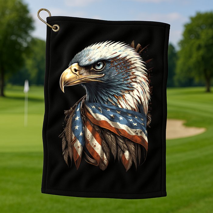 Patriotic Bald Eagle 4th Of July Usa American Flag Golf Towel