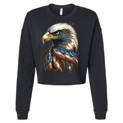 Patriotic Bald Eagle 4th Of July Usa American Flag Cropped Pullover Crew