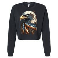 Patriotic Bald Eagle 4th Of July Usa American Flag Cropped Pullover Crew