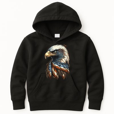 Patriotic Bald Eagle 4th Of July Usa American Flag Kids Hoodie