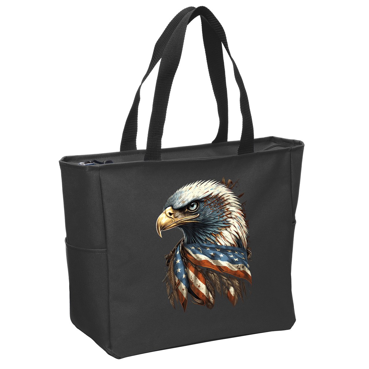 Patriotic Bald Eagle 4th Of July Usa American Flag Zip Tote Bag
