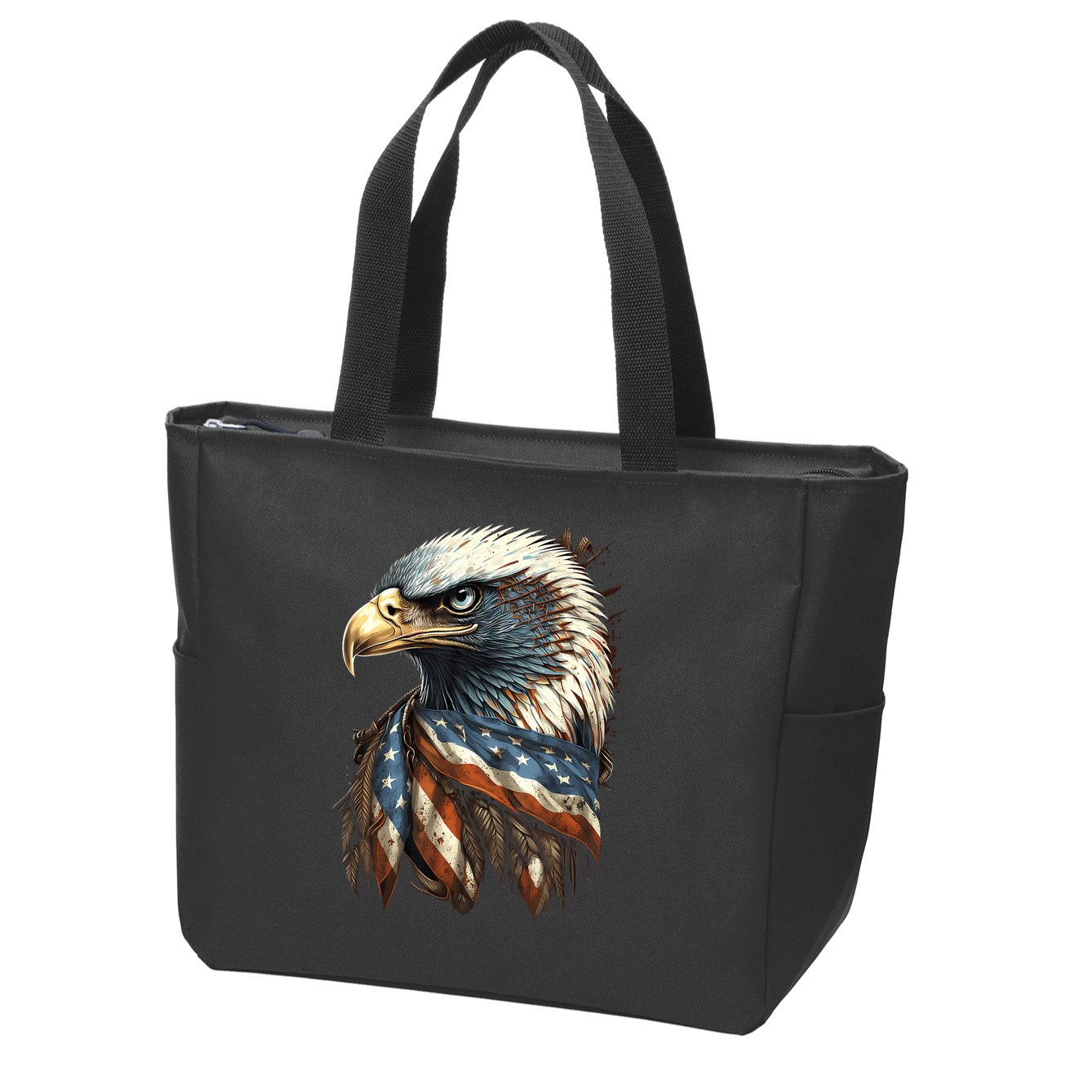 Patriotic Bald Eagle 4th Of July Usa American Flag Zip Tote Bag