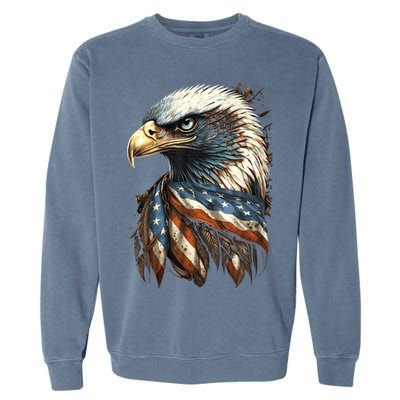 Patriotic Bald Eagle 4th Of July Usa American Flag Garment-Dyed Sweatshirt