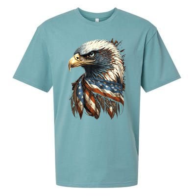 Patriotic Bald Eagle 4th Of July Usa American Flag Sueded Cloud Jersey T-Shirt