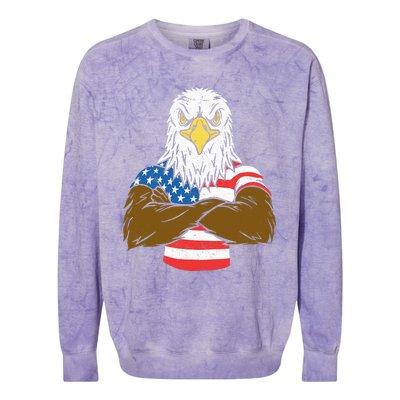 Patriotic Bald Eagle Usa American Flag Colorblast Crewneck Sweatshirt