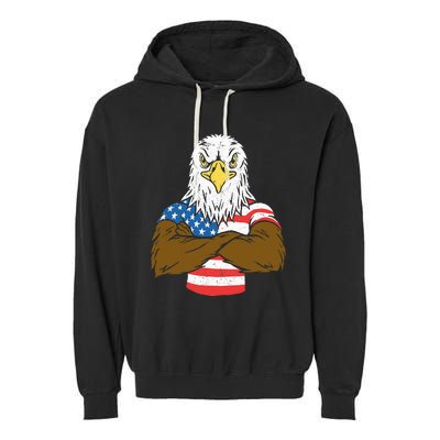 Patriotic Bald Eagle Usa American Flag Garment-Dyed Fleece Hoodie