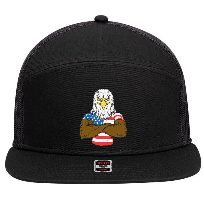 Patriotic Bald Eagle Usa American Flag 7 Panel Mesh Trucker Snapback Hat