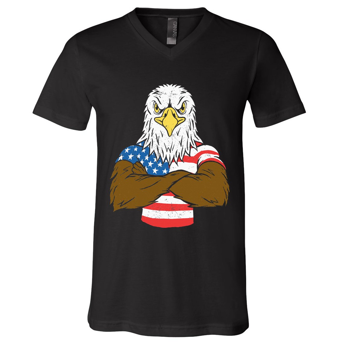 Patriotic Bald Eagle Usa American Flag V-Neck T-Shirt