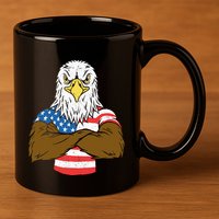 Patriotic Bald Eagle Usa American Flag 11oz C Handle Ceramic Mug