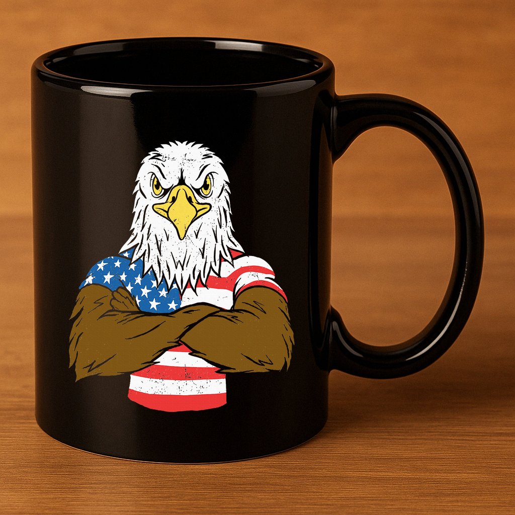 Patriotic Bald Eagle Usa American Flag 11oz C Handle Ceramic Mug