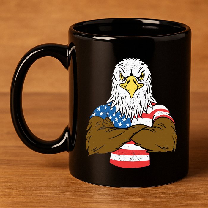 Patriotic Bald Eagle Usa American Flag 11oz C Handle Ceramic Mug