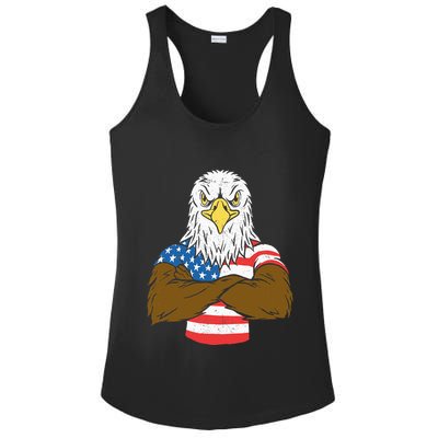 Patriotic Bald Eagle Usa American Flag Ladies PosiCharge Competitor Racerback Tank