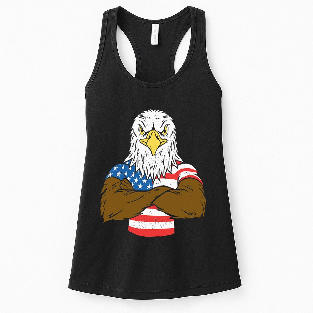 Patriotic Bald Eagle Usa American Flag Womens Tank Top