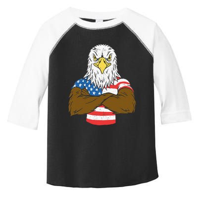 Patriotic Bald Eagle Usa American Flag Toddler Fine Jersey T-Shirt