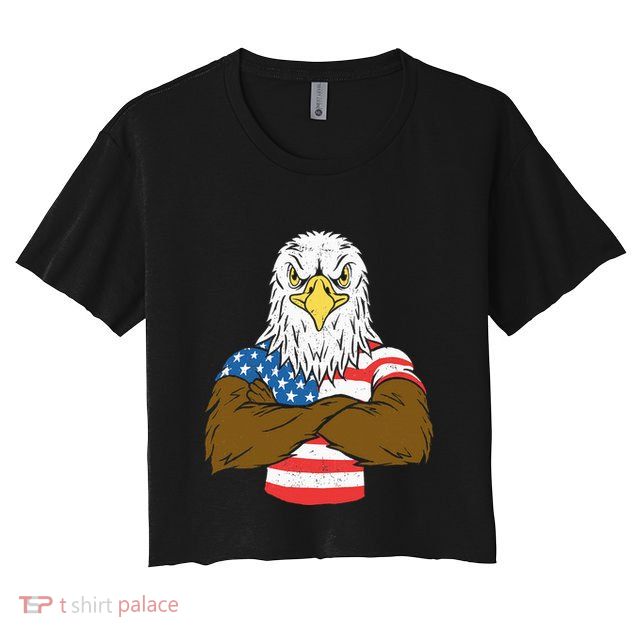 Patriotic Bald Eagle Usa American Flag Crop Top