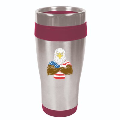 Patriotic Bald Eagle Usa American Flag 16oz Travel Tumbler