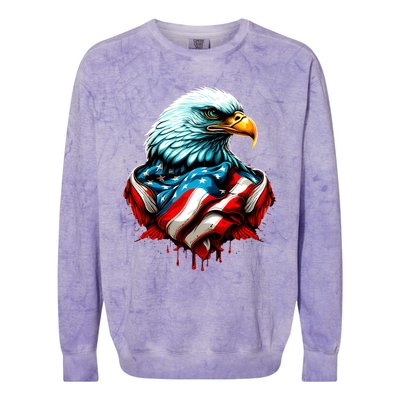 Patriotic Bald Eagle 4th Of July USA American Flag Colorblast Crewneck Sweatshirt