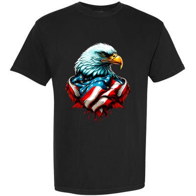 Patriotic Bald Eagle 4th Of July USA American Flag Garment-Dyed Heavyweight T-Shirt