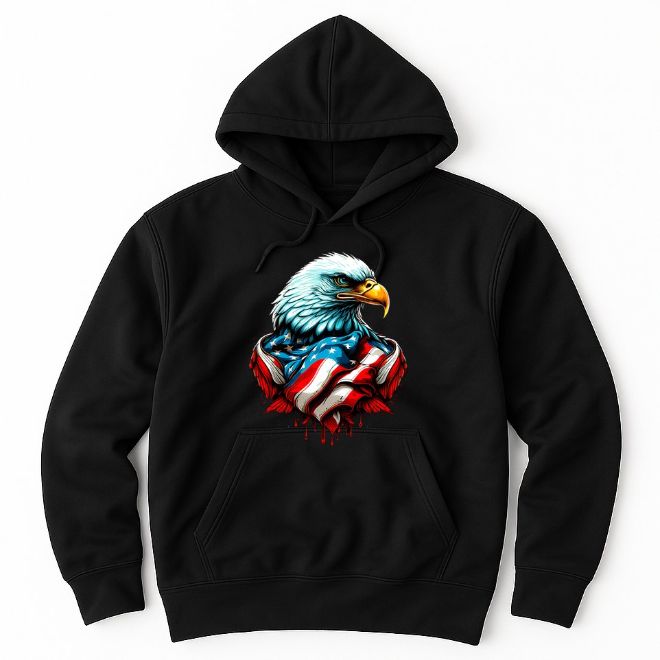 Patriotic Bald Eagle 4th Of July USA American Flag Hoodie