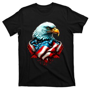 Patriotic Bald Eagle 4th Of July USA American Flag T-Shirt