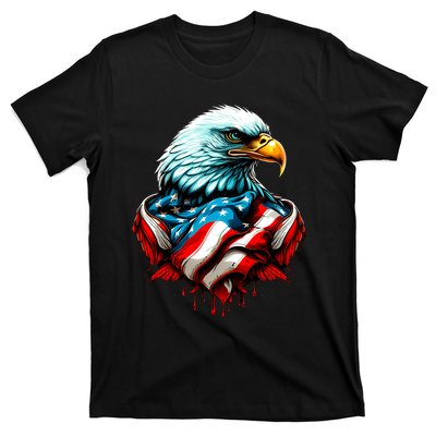 Patriotic Bald Eagle 4th Of July USA American Flag T-Shirt