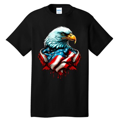 Patriotic Bald Eagle 4th Of July USA American Flag Tall T-Shirt