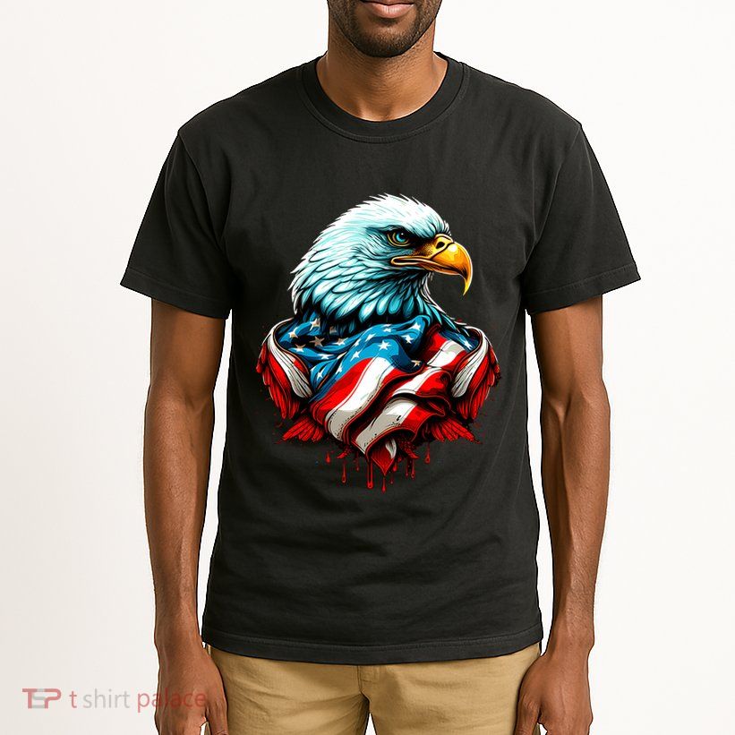 Patriotic Bald Eagle 4th Of July USA American Flag Tall T-Shirt