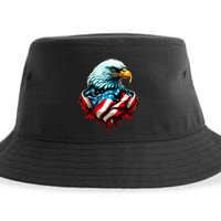 Patriotic Bald Eagle 4th Of July USA American Flag Sustainable Bucket Hat