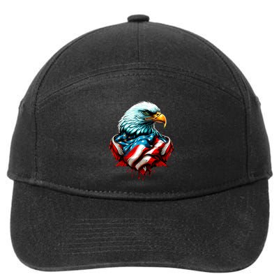 Patriotic Bald Eagle 4th Of July USA American Flag 7-Panel Snapback Hat