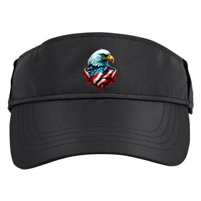 Patriotic Bald Eagle 4th Of July USA American Flag Adult Drive Performance Visor