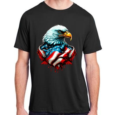 Patriotic Bald Eagle 4th Of July USA American Flag Adult ChromaSoft Performance T-Shirt