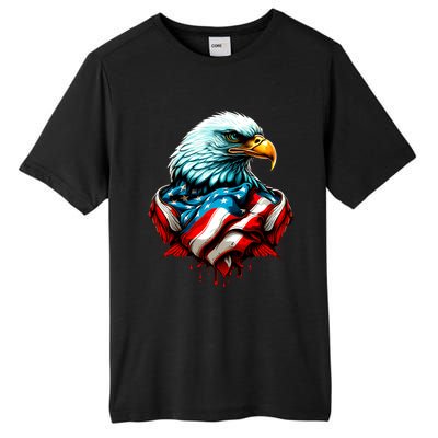 Patriotic Bald Eagle 4th Of July USA American Flag Tall Fusion ChromaSoft Performance T-Shirt