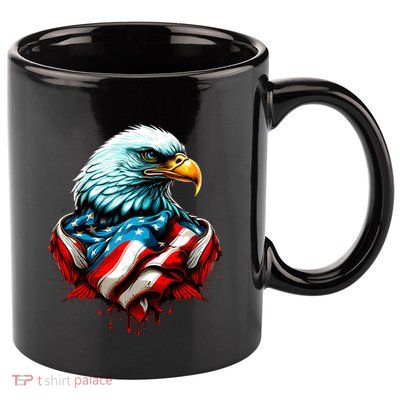 Patriotic Bald Eagle 4th Of July USA American Flag 11oz C Handle Ceramic Mug