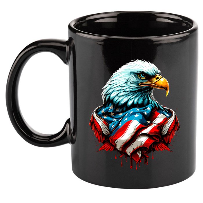 Patriotic Bald Eagle 4th Of July USA American Flag 11oz C Handle Ceramic Mug