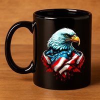 Patriotic Bald Eagle 4th Of July USA American Flag 11oz C Handle Ceramic Mug