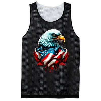 Patriotic Bald Eagle 4th Of July USA American Flag Mesh Reversible Basketball Jersey Tank