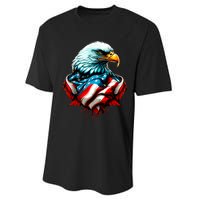 Patriotic Bald Eagle 4th Of July USA American Flag Performance Sprint T-Shirt