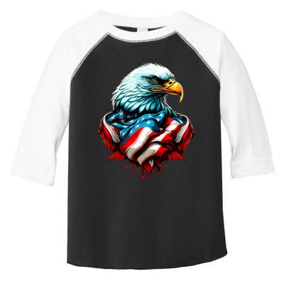 Patriotic Bald Eagle 4th Of July USA American Flag Toddler Fine Jersey T-Shirt