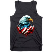 Patriotic Bald Eagle 4th Of July USA American Flag Tank Top