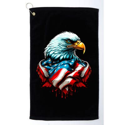 Patriotic Bald Eagle 4th Of July USA American Flag Golf Towel