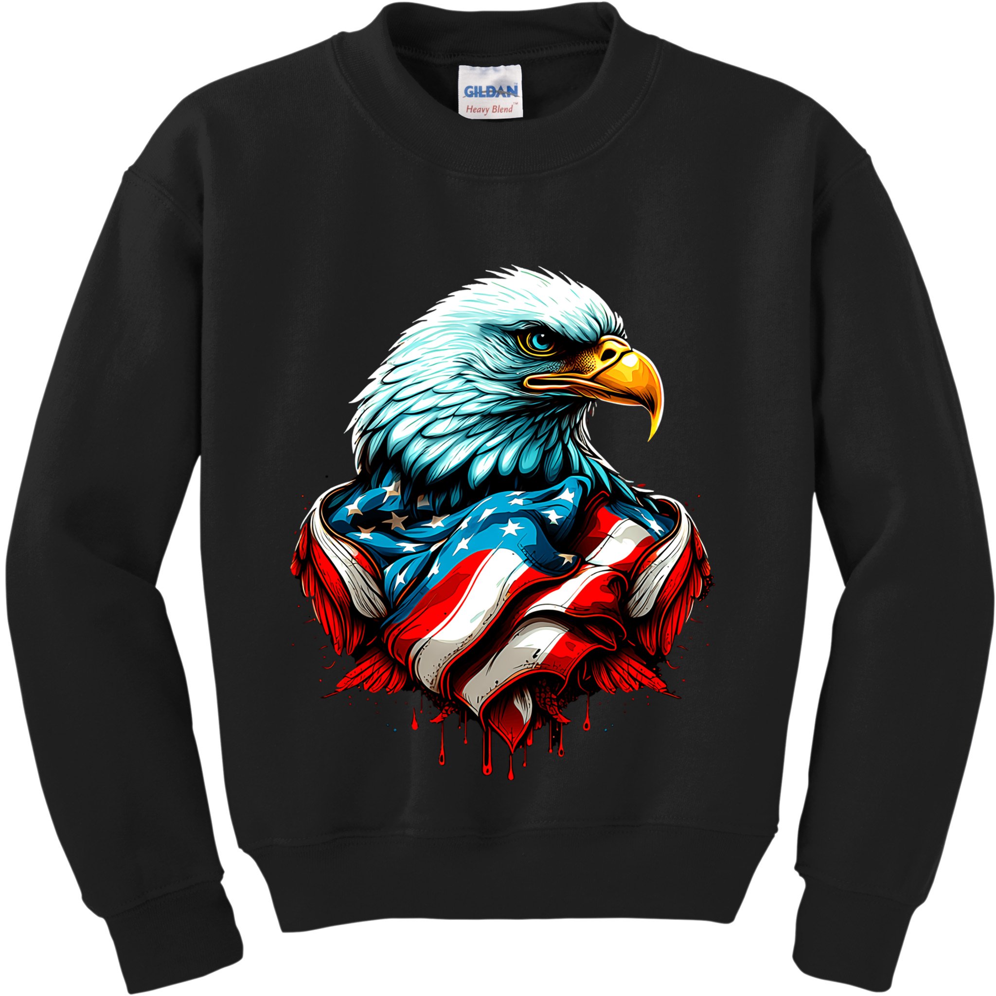 Patriotic Bald Eagle 4th Of July USA American Flag Kids Sweatshirt