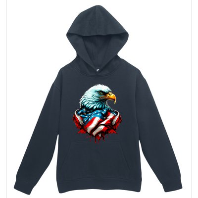 Patriotic Bald Eagle 4th Of July USA American Flag Urban Pullover Hoodie