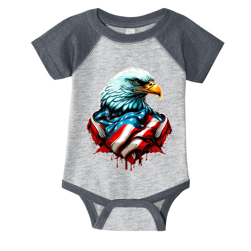 Patriotic Bald Eagle 4th Of July USA American Flag Infant Baby Jersey Bodysuit